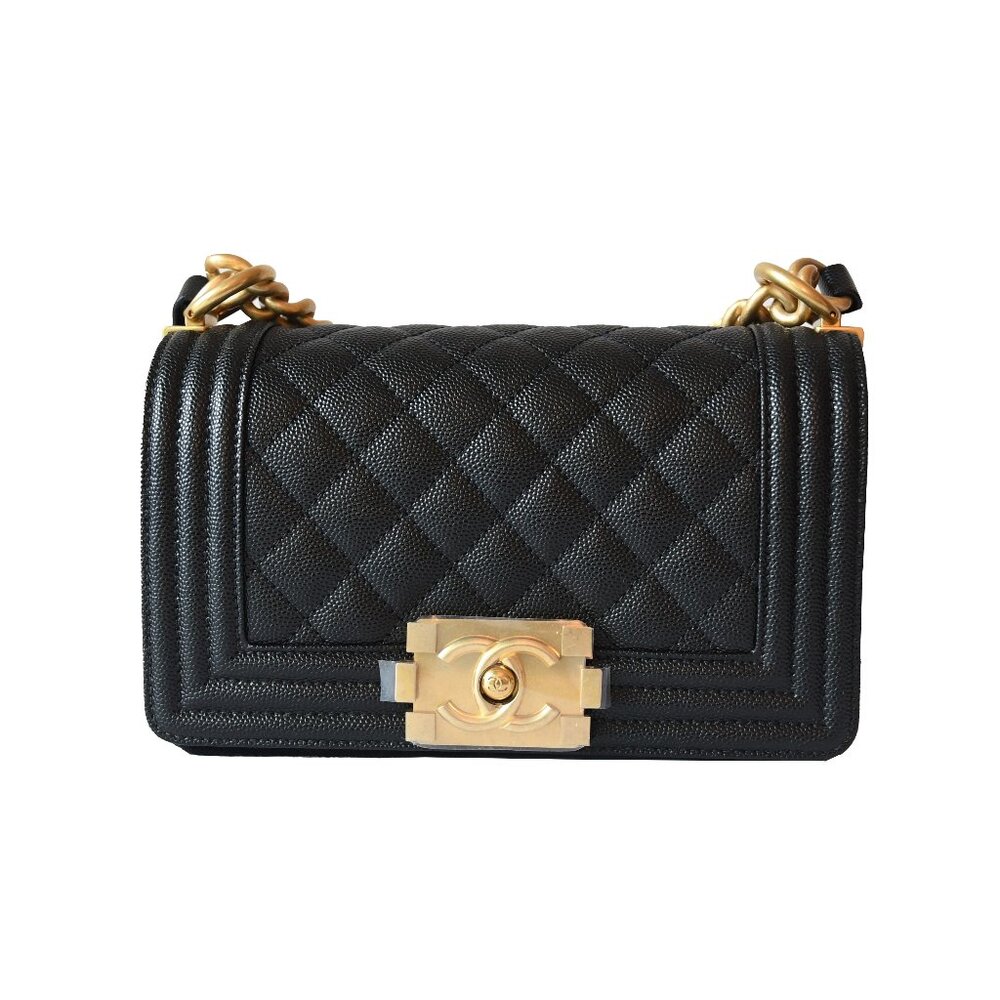 Chanel Caviar Quilted Small Boy Flap Gold Hardware Black